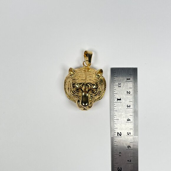 Gold Tiger Head Cut Pendant - Picture 2 of 3